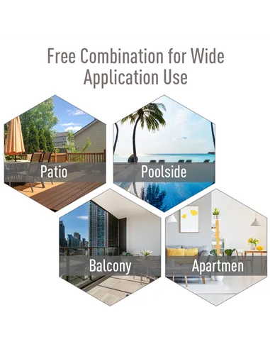 Outsunny Set of Six Folding Garden Chairs - Grey