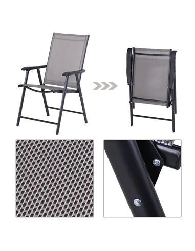 Outsunny Set of Six Folding Garden Chairs - Grey