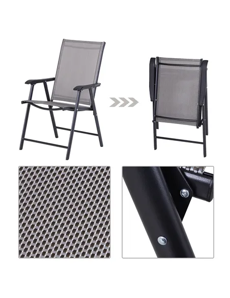 Outsunny Set of Six Folding Garden Chairs - Grey