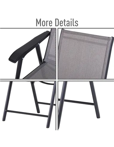Outsunny Set of Six Folding Garden Chairs - Grey