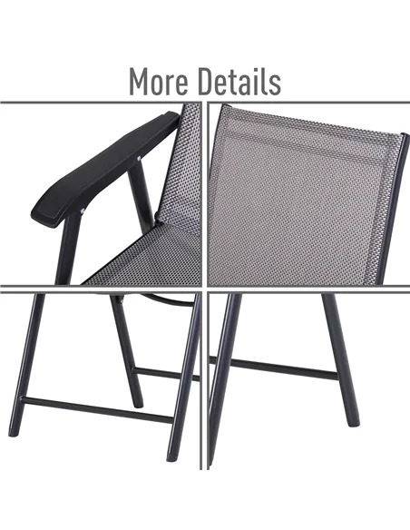 Outsunny Set of Six Folding Garden Chairs - Grey
