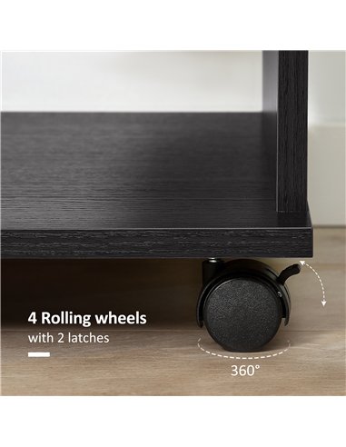 HOMCOM Open Wardrobe on Wheels, Bedroom Wardrobe with Clothes Hanging Rail, 3 Storage Shelves, Mobile Garment Rack for Cloakroom