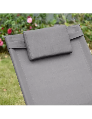 Outsunny 2PCs Outdoor Garden Rocking Chair, Patio Sun Lounger Rocker Chair with Breathable Mesh Fabric, Removable Headrest Pillo