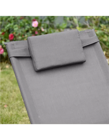 Outsunny 2PCs Outdoor Garden Rocking Chair, Patio Sun Lounger Rocker Chair with Breathable Mesh Fabric, Removable Headrest Pillo