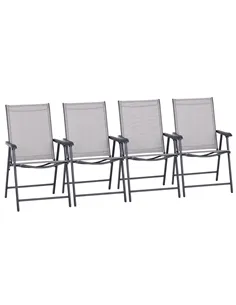 Outsunny Set of Four Folding Garden Chairs - Grey