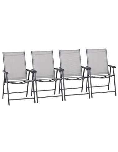 Outsunny Set of Four Folding Garden Chairs - Grey