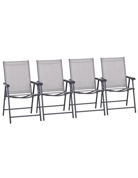 Outsunny Set of Four Folding Garden Chairs - Grey