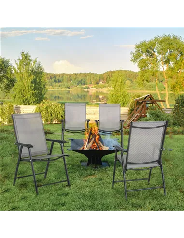 Outsunny Set of Four Folding Garden Chairs - Grey