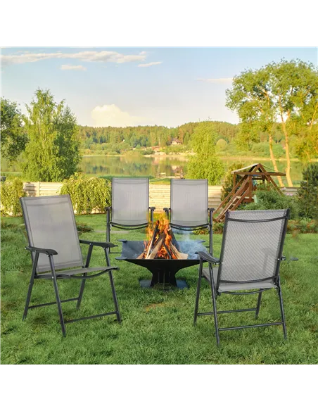 Outsunny Set of Four Folding Garden Chairs - Grey