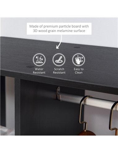 HOMCOM Open Wardrobe on Wheels, Bedroom Wardrobe with Clothes Hanging Rail, 3 Storage Shelves, Mobile Garment Rack for Cloakroom