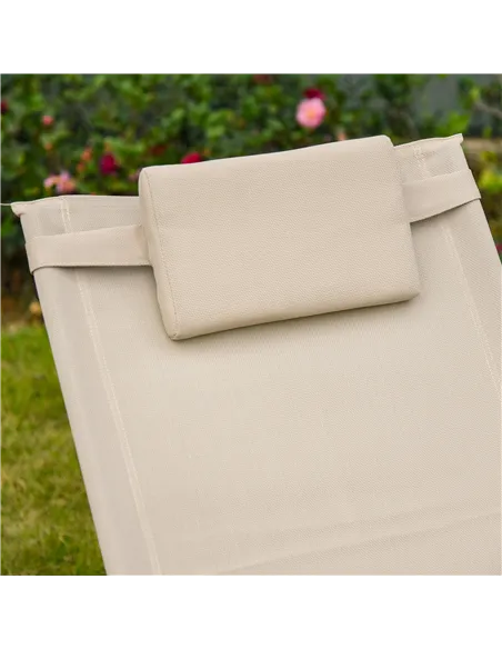 Outsunny 2PCs Outdoor Garden Rocking Chair, Patio Sun Lounger Rocker Chair with Breathable Mesh Fabric, Removable Headrest Pillo