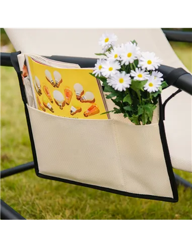 Outsunny 2PCs Outdoor Garden Rocking Chair, Patio Sun Lounger Rocker Chair with Breathable Mesh Fabric, Removable Headrest Pillo