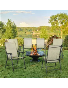 Outsunny Set of Six Folding Garden Chairs - Beige 2