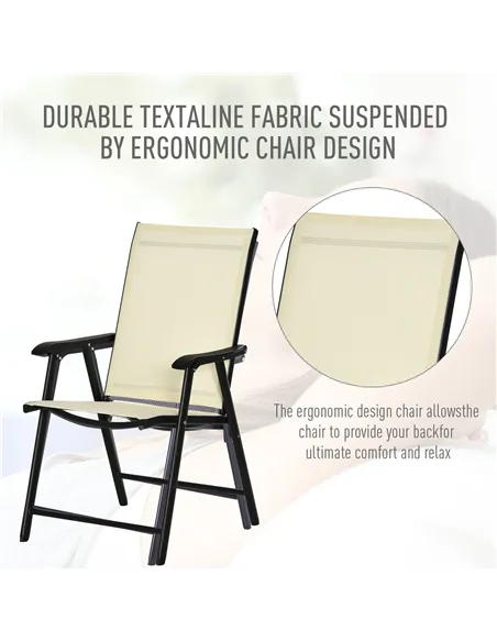 Outsunny Set of Six Folding Garden Chairs - Beige