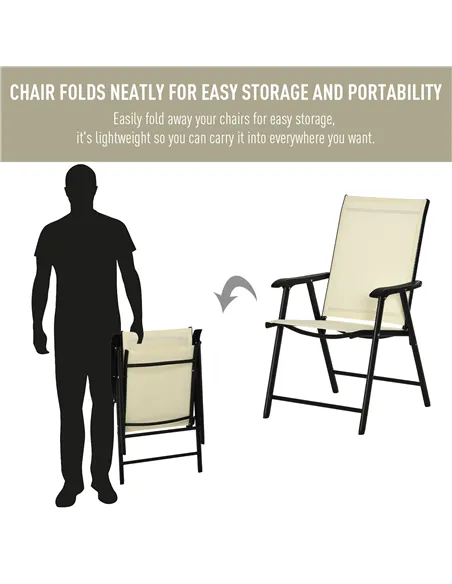Outsunny Set of Six Folding Garden Chairs - Beige