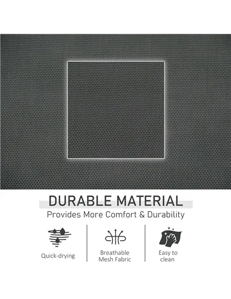 Outsunny 2PCs Outdoor Garden Rocking Chair, Patio Sun Lounger Rocker Chair with Breathable Mesh Fabric, Removable Headrest Pillo