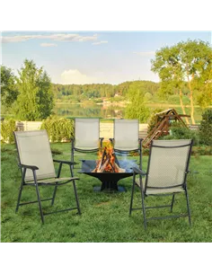 Outsunny Set of Four Folding Garden Chairs - Beige 2