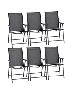 Outsunny Set of Six Folding Garden Chairs - Black