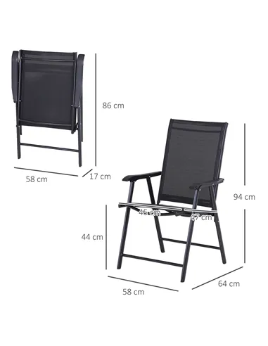 Outsunny Set of Six Folding Garden Chairs - Black