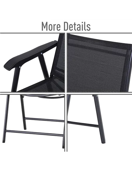 Outsunny Set of Six Folding Garden Chairs - Black
