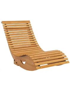 Outsunny Outdoor Rocking Chair w/ Slatted Seat, Wooden Rocking Chair, 130cm x 60cm x 60cm, Teak