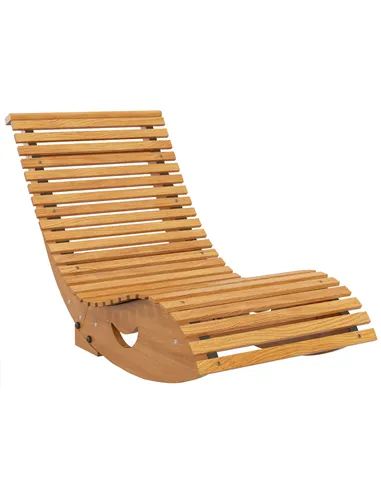 Outsunny Outdoor Rocking Chair w/ Slatted Seat, Wooden Rocking Chair, 130cm x 60cm x 60cm, Teak