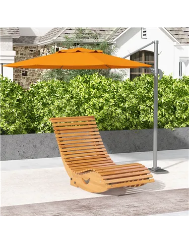 Outsunny Outdoor Rocking Chair w/ Slatted Seat, Wooden Rocking Chair, 130cm x 60cm x 60cm, Teak