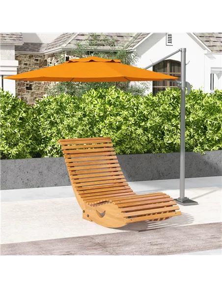 Outsunny Outdoor Rocking Chair w/ Slatted Seat, Wooden Rocking Chair, 130cm x 60cm x 60cm, Teak