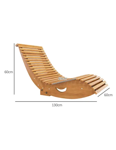 Outsunny Outdoor Rocking Chair w/ Slatted Seat, Wooden Rocking Chair, 130cm x 60cm x 60cm, Teak
