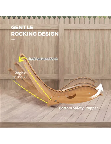 Outsunny Outdoor Rocking Chair w/ Slatted Seat, Wooden Rocking Chair, 130cm x 60cm x 60cm, Teak