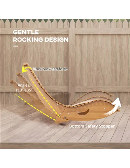 Outsunny Outdoor Rocking Chair w/ Slatted Seat, Wooden Rocking Chair, 130cm x 60cm x 60cm, Teak