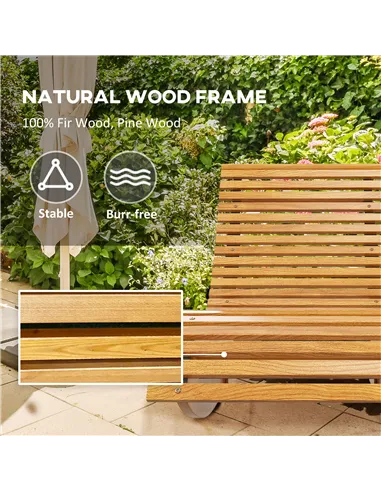 Outsunny Outdoor Rocking Chair w/ Slatted Seat, Wooden Rocking Chair, 130cm x 60cm x 60cm, Teak