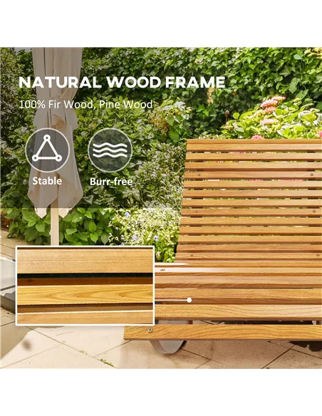 Outsunny Outdoor Rocking Chair w/ Slatted Seat, Wooden Rocking Chair, 130cm x 60cm x 60cm, Teak