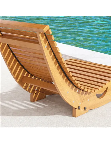 Outsunny Outdoor Rocking Chair w/ Slatted Seat, Wooden Rocking Chair, 130cm x 60cm x 60cm, Teak
