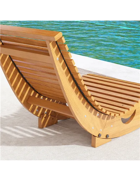 Outsunny Outdoor Rocking Chair w/ Slatted Seat, Wooden Rocking Chair, 130cm x 60cm x 60cm, Teak