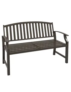 Outsunny Two-Seater Simple Metal Bench - Brown