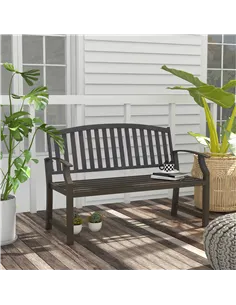 Outsunny Two-Seater Simple Metal Bench - Brown 2