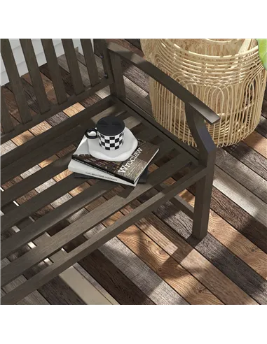 Outsunny Two-Seater Simple Metal Bench - Brown