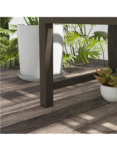 Outsunny Two-Seater Simple Metal Bench - Brown