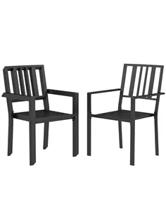 Outsunny Set of Four Minimal Metal Garden Chairs - Black