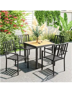 Outsunny Set of Four Minimal Metal Garden Chairs - Black 2