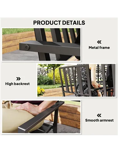 Outsunny Set of Four Minimal Metal Garden Chairs - Black