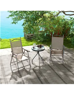 Outsunny Set of Two Folding Garden Chairs, with Fabric Mesh Seats - Mixed Brown 2