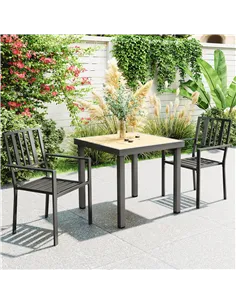 Outsunny Set of Two Minimal Metal Garden Chairs - Black 2