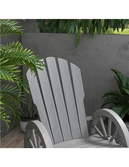 Outsunny Wooden Adirondack Rocking Chair Reclining Armchair Outdoor Garden Furniture Patio Porch Rocker - Grey