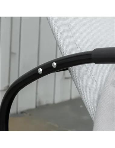 Outsunny Outdoor Rocking Chair Sun Lounger Recliner Rocker with Texteline Fabric Patio Garden Relaxer with Pillow Grey