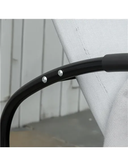 Outsunny Outdoor Rocking Chair Sun Lounger Recliner Rocker with Texteline Fabric Patio Garden Relaxer with Pillow Grey