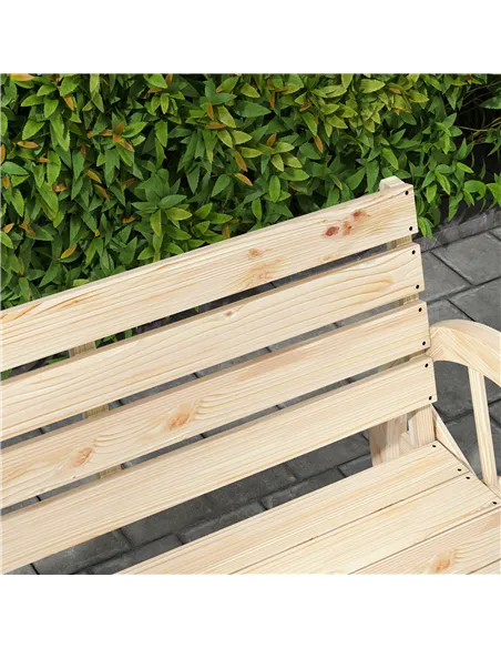 Outsunny Wagon Wheel Chair Bench Armrest Rustic Loveseat Wood Outdoor Garden, Natural