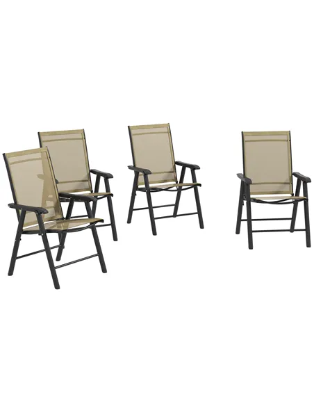 Outsunny Set of Four Folding Garden Chairs - Light Brown