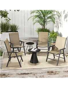 Outsunny Set of Four Folding Garden Chairs - Light Brown 2